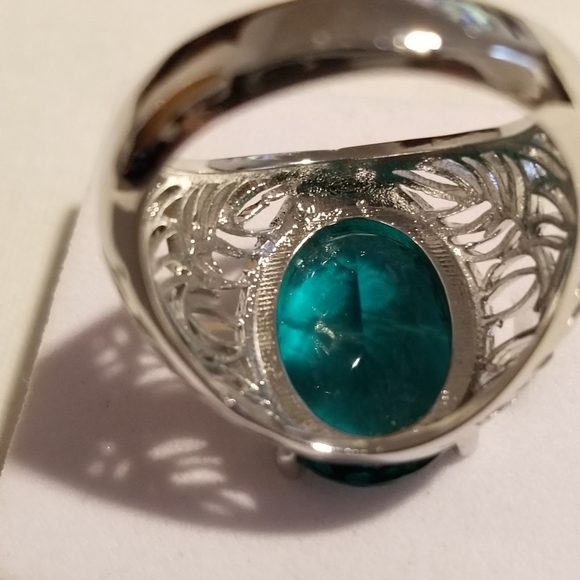 New*Vintage Art Deco Aquamarine Silver Ring - Picture 7 of 8